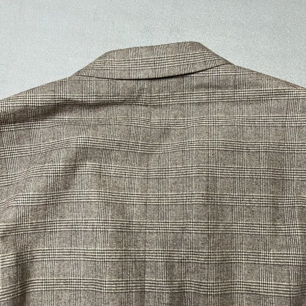 Banana Republic Blazer Jacket Men's 40R Gray Cotton Plaid Slim Fit Notch Lapel